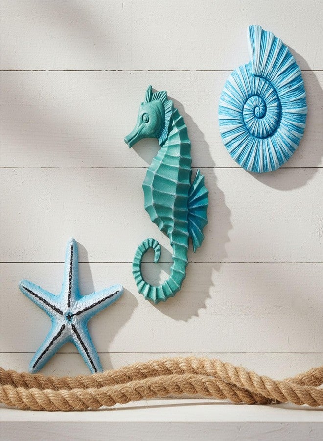 AIM & GGKK 3D Art Ocean Beach Wall Decor Coastal Decorations Sets with Starfish, Seahorse,Conch for Bedroom Bathroom Livingroom Beach House - Image 3